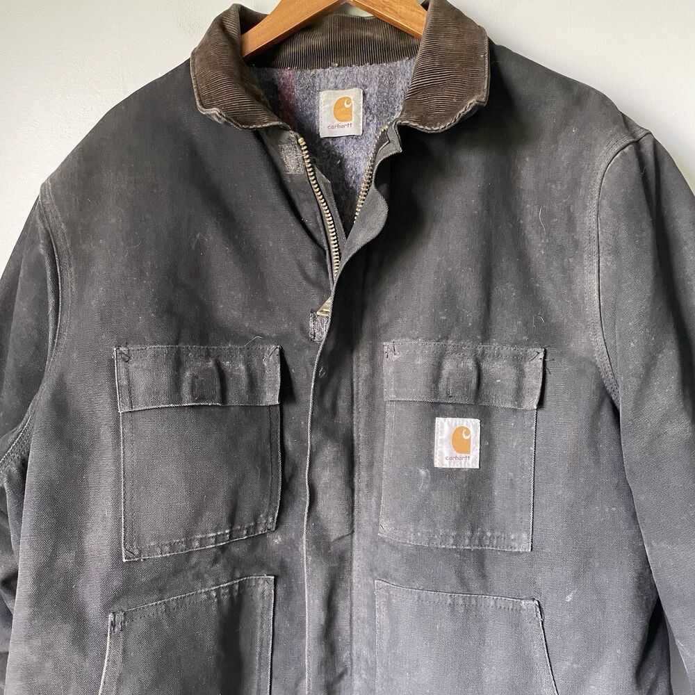 Carhartt Vintage 1990's Blanket Lined Chore Jacket Work Coat Black Men's Size XL - Picture 6 of 16